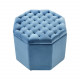 Light Blue Velvet Octagon Shape Storage Footstool Ottoman